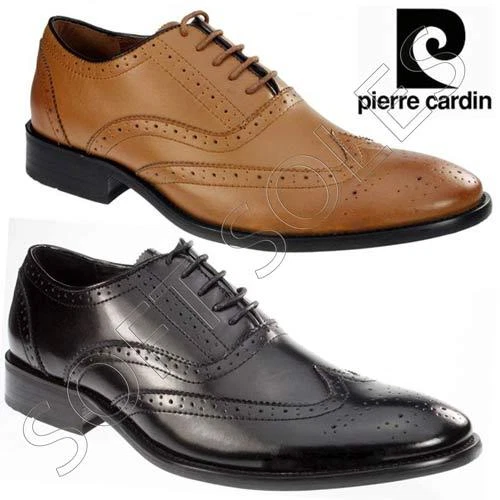 Mens Pierre Cardin Leather Shoes Italian Formal Office Brogue Smart Wedding Shoe