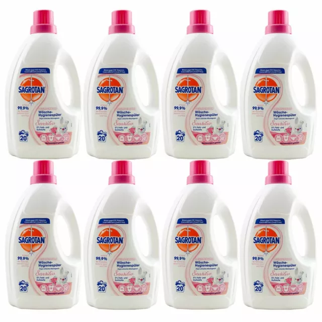Sagrotan Sensitive Hygiene Washer Linen 8 x 1.5Liter 20WL - 0% Color &