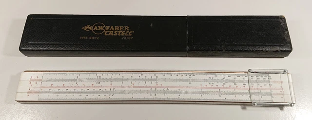 Antiguo Faber Castell 1/87 Syst. Rietz Regla de Cálculo Vernier