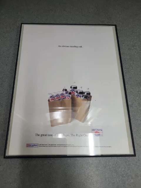 DIET PEPSI PRINT FRAMED AD 1990 Basketball PEPSI PROMO An Obvious Traveling Call