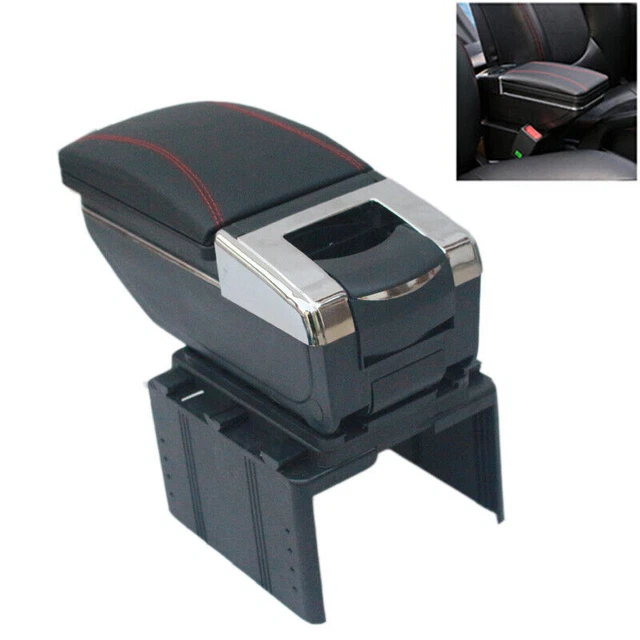 Black Universal Car Central Container Armrest Box PU Leather Center Storage Box