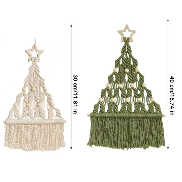 2Pcs Christmas Tree DIY Weaving Macrame Material Kits Decor Xmas Hangings L0B3