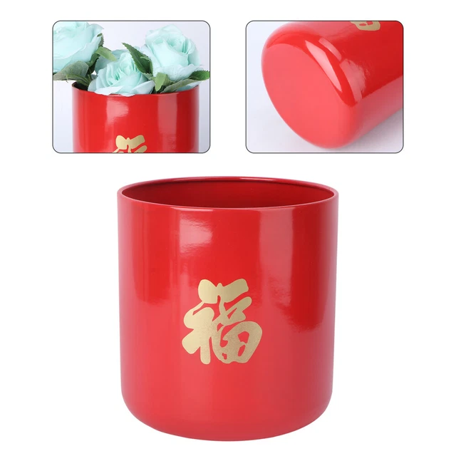 Fu Word Hug Bucket Iron Spring Festival Decoration Cactus Flower Pot