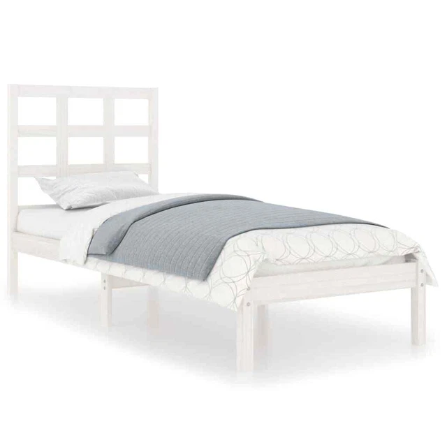 WHITE SOLID PINE Wood Bed Frame 100x200cm, Plywood Slats, Home DIY £223