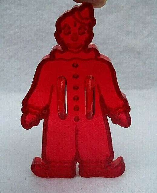 Vintage Mid Century Red Translucent Plastic Cookie Cutter Circus Clown