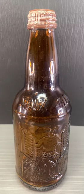 Vintage Sarsaparilla Amber Glass Soda Bottle Sioux City Cowboy Saloon Embossed