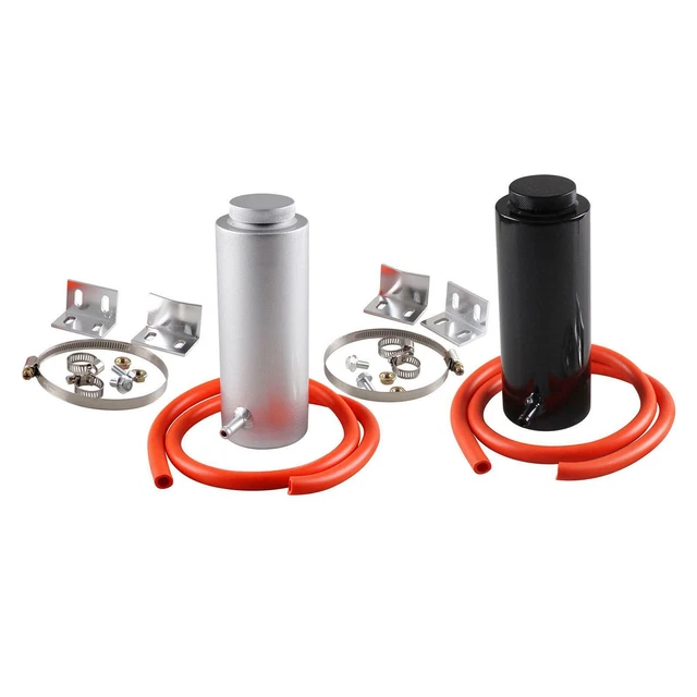Universal 3x10 Inch Stainless Steel Radiator Overflow Tank - 32 Oz Capacity, Bolt-On, No Drilling