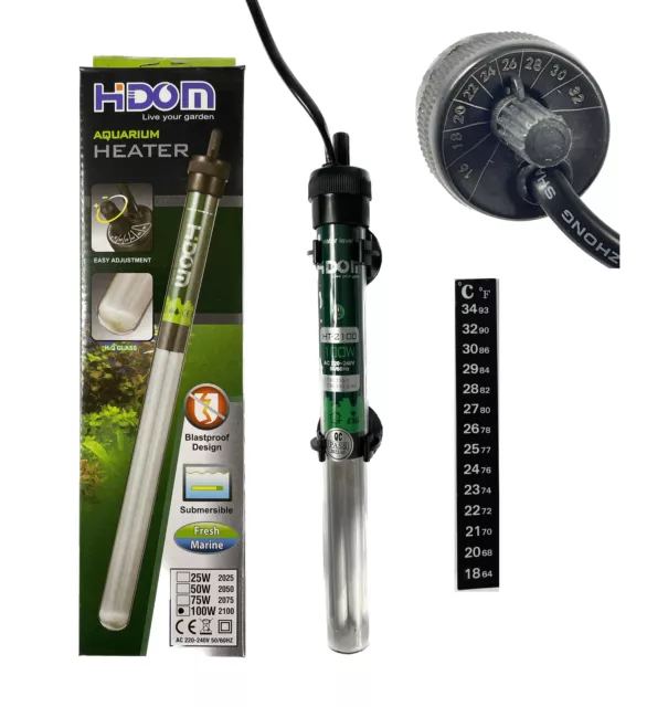 Hidom Aquarium Heater Submersible Tropical Fish Tank Heating + FREE THERMOMETER