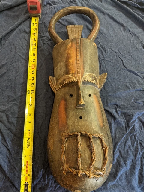 Very Large African Mask — Unique Carved Details — Authentic African Wood Art