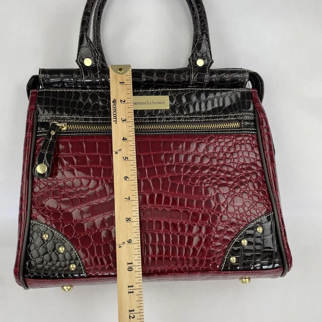 NEW Samantha Brown Croco-Embossed Dowel Travel Bag In Watermelon Red PVC 4