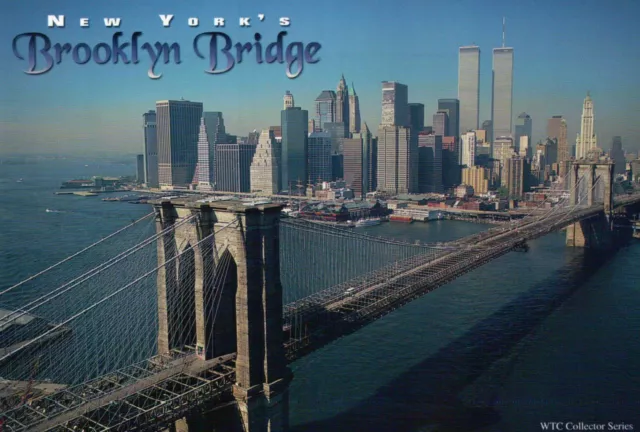 Brooklyn Bridge and World Trade Center, Twin Towers, New York City - Postcard