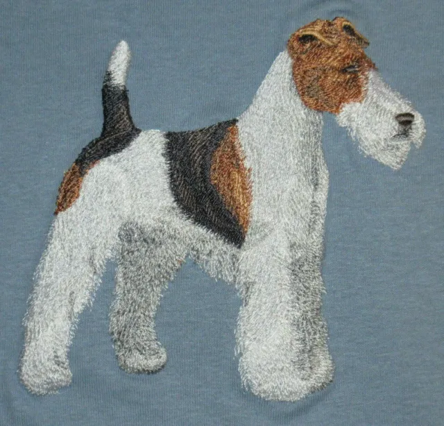 Embroidered Long-Sleeved T-Shirt - Wire Fox Terrier C9607 Sizes S - XXL