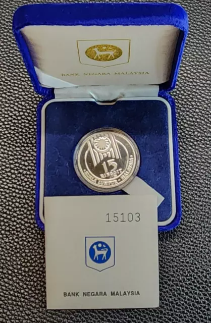 1989 Malaysia 15 Ringgit Silver Proof Coin - SEA Games - KM# 48 - UNC - # 31461