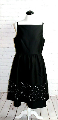 NWT ~ Kate Spade Lace Cutout Panel Fit & Flare Dress Baja Bound Black Sz 14