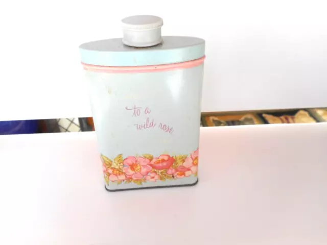 Vintage AVON TO A WILD ROSE Talc Powder TIN 2.75 oz Some powder inside Good Cond