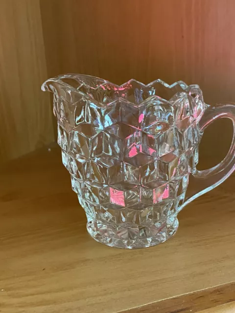 Vintage Jeannette Glass Clear Cubist Cube Creamer