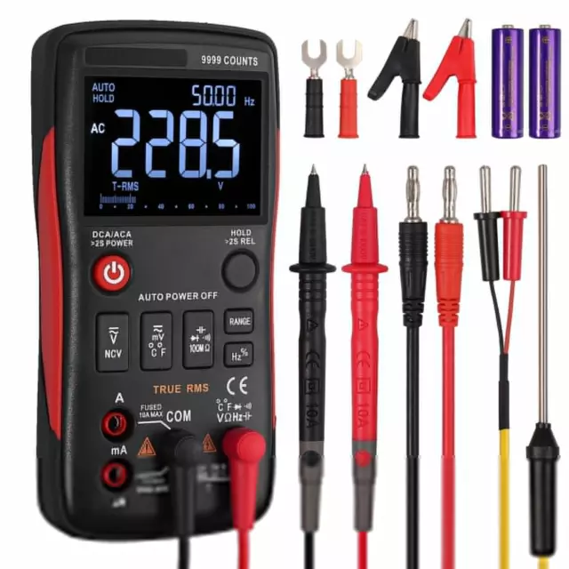 Digital Multimeter Messgerät LCD AC/DC Spannung Strom Strommessgerät 9999 Zähler