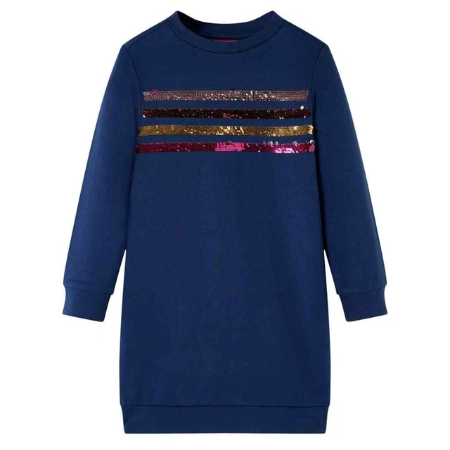 Abito in Felpa da Bambina con Strisce Paillettes Blu Marino 92 vidaXL