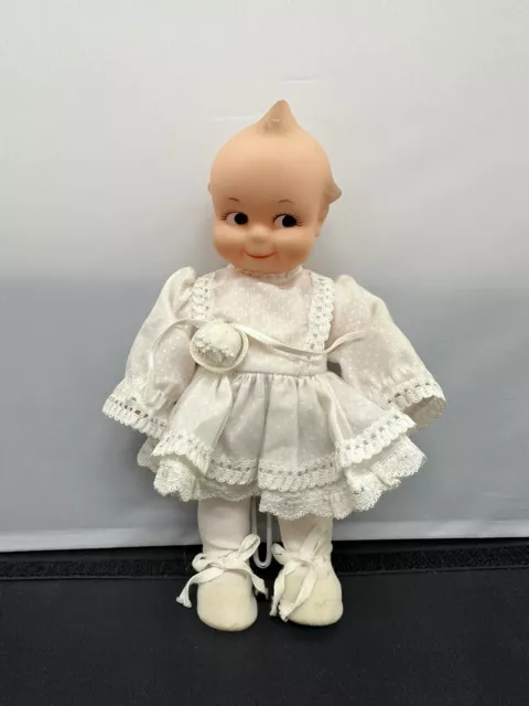 Vintage Jesco 8"  Kewpies  Kewpie Doll White Polka Dot & Lace Dress With Shoes