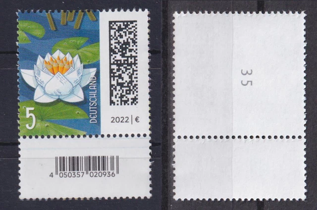 Bund 3644 Qr-Code unten RM ungerade Nummer Plattenkanal Seebriefrose 5 C **