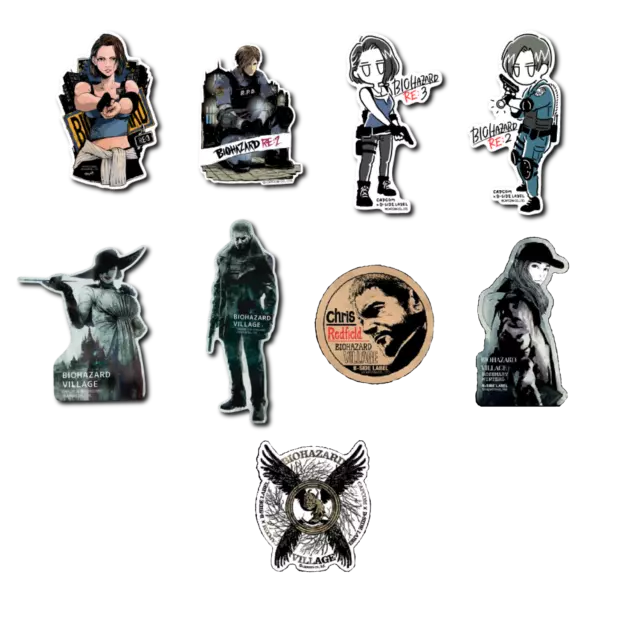 Capcom resident evil 7,RE2,RE3 B-SIDE LABEL Sticker 9 types Japan Limited NEW