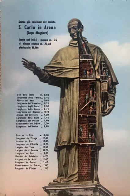 Cartolina Arona Novara Statua San Carlone Carlo Borromeo viaggiata
