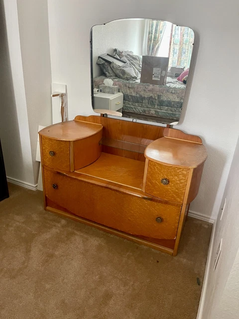 Vintage Vanity Birdseye Maple Art Deco Circa 1940s