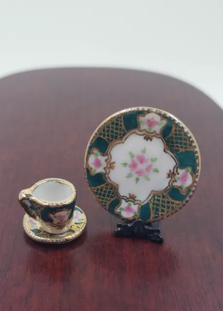 Dollhouse Miniature Porcelain Dishes Artist Barbara Epstein 24KT Place Setting