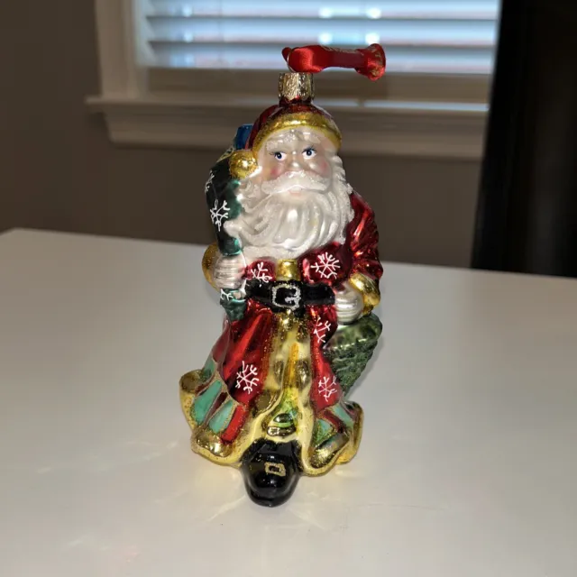 Waterford Holiday Heirlooms Santa Claus Ornament Holding Bag of Toys & Tree