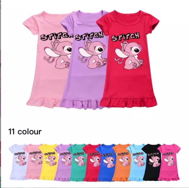 Lilo and Stitch TV Kids Nightdress Sleepwear Girls Short Top Dress Pyjamas Dress