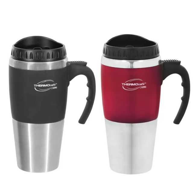 2 X Thermos STAINLESS STEEL VACUUM INSULATED Cafe Travel Mug Double Wall 450ML