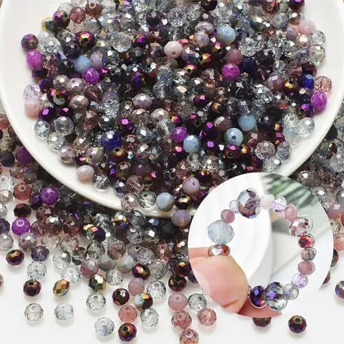 Lot de 500 Perles à Facettes en Cristal – Perles en Verre Transparent à Facet...