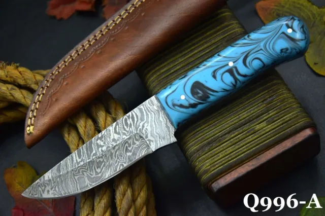 Custom 8.4"OAL Hand Forged Damascus Steel Hunting Knife Handmade (Q996-A)