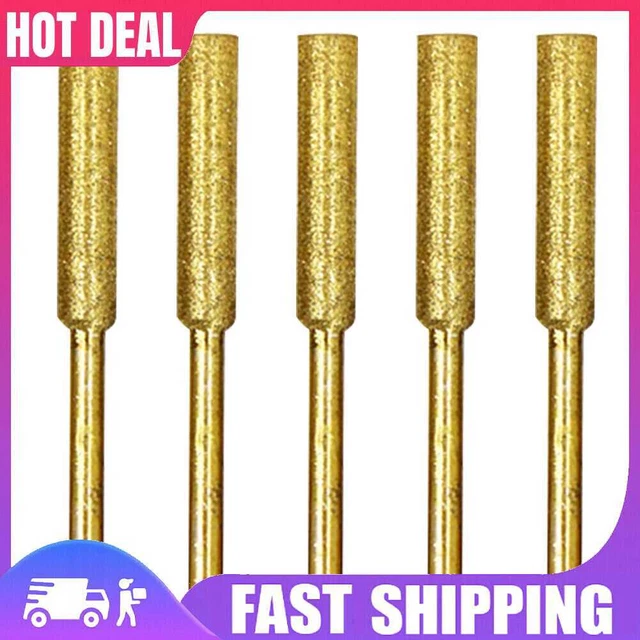 5pcs/Set Diamond Coated Grinding File Stone Heads Drill Bit (4.8mm Gold)