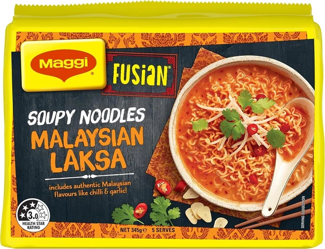 MAGGI FUSIAN Malaysian Laksa Soupy Noodles 30 Pack, 6 x 5