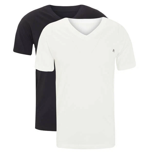STOCK 6 Magliette T-Shirt UOMO in Cotone REPLAY JEANS Bianche e Nere a V Tg. S
