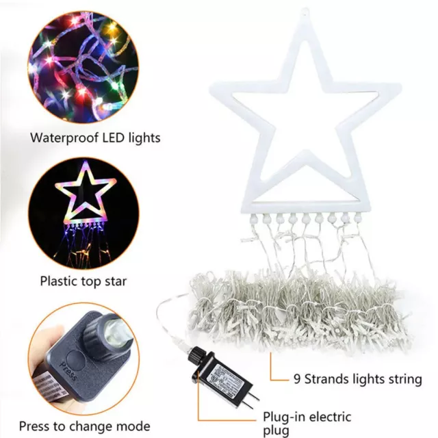 350 LED Christmas Outdoor Star String Lights Xmas Tree Toppers Fairy Decoration 3