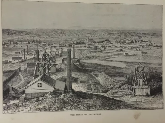 Antique Print The Mines Of Sandhurst Dated C1880's Engraving