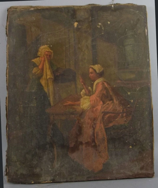 Tableau Ancien Huile Sur Panneau - École Italienne - Signé P. Borra - Scène Religieuse/Mythologie - À Restaurer