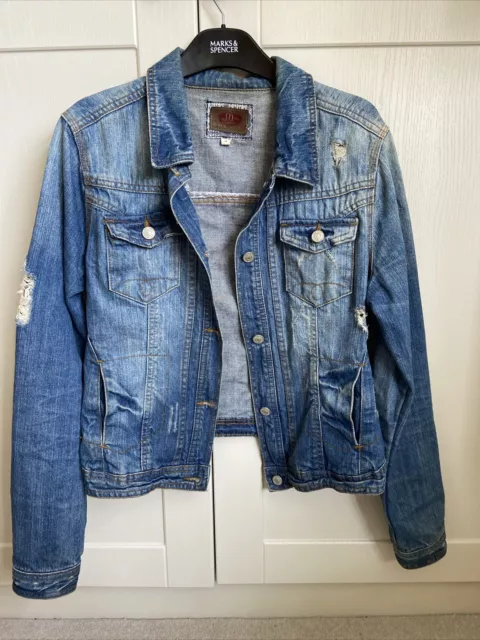 RIVER ISLAND UK 14 Distressed Denim Jacket