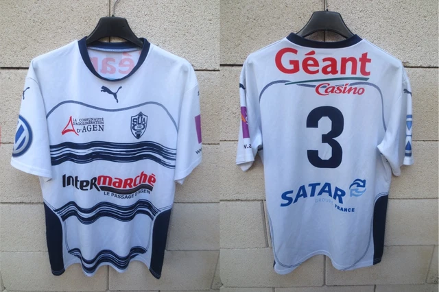 Maillot S.C.M rugby MAZAMET porté n°14 match worn shirt blanc