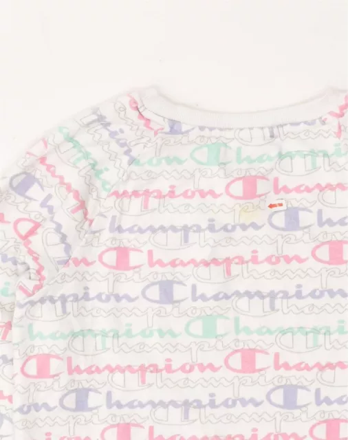 CHAMPION Womens Graphic Sweatshirt Jumper UK 14 Large White Cotton AH96 3