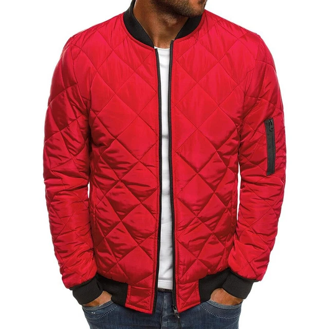 Mens Quilted Padded Puffer Jacket Casual Zipper Winter Warm Spring Outwear Coat