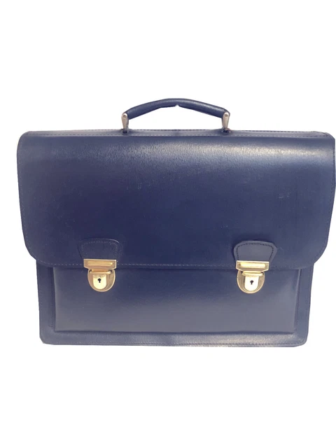 Sacoche Cartable Jelen En Cuir Havane - Mallette Serviette Vintage - Fabriqué En France