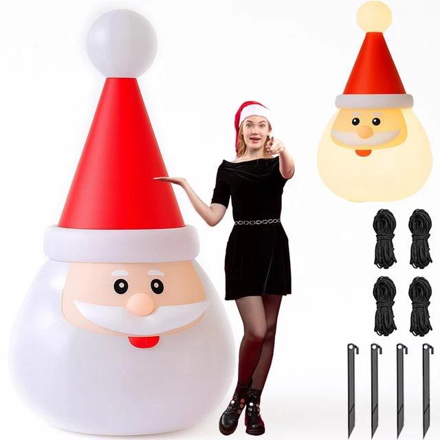 HOMCOM Babbo Natale Gonfiabile su Aereo 160cm con Luci LED Integrate