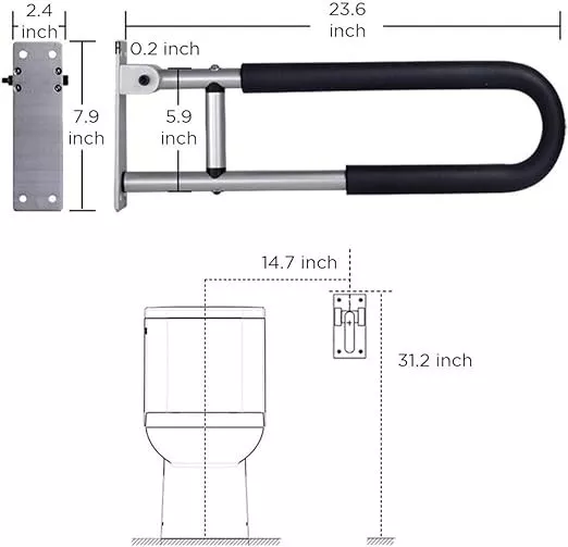 Botabay Handicap Grab Bars Rails 23.6 Inch Toilet Handrails Bathroom Safety Bar