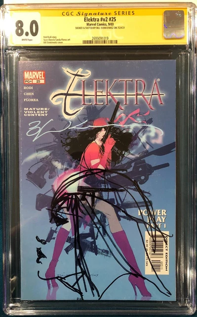 BILL SIENKIEWICZ ORIGINAL Sketch CGC Signed ELEKTRA  #v2 #25 Daredevil not CBCS