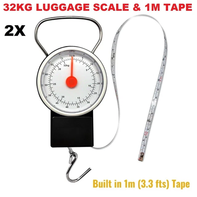 2X Luggage Scales 32KG Travel Portable Handheld Weighing Suitcase Tape Measure