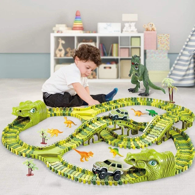 Bend Flexible Race Track Dinosaur Electric Rail Car   Children Gifts