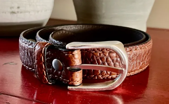 New Vintage Bison Pinnacle Brown Belt Sz 36 American Bison Leather $85